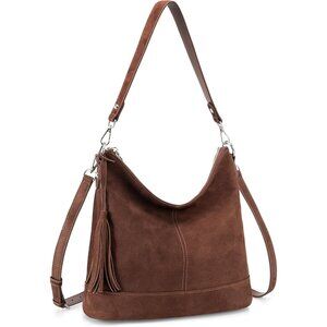 Genuine Leather Hobo Crossbody Bag for Women, Soft Real Leather Bucket, Shoulder